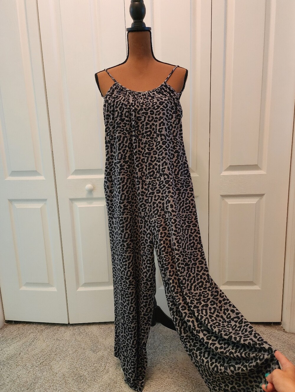 Tart Intimates Leopard Print Wide-Leg Jumpsuit - Black & Gray